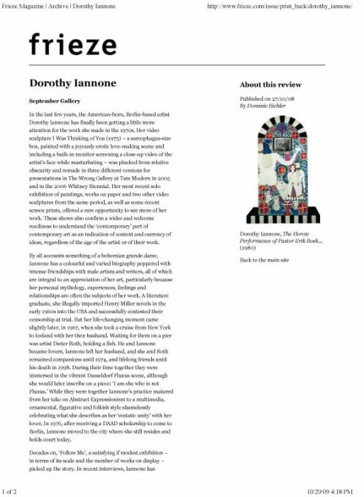 Dorothy Iannone at September Gallery Page #536
